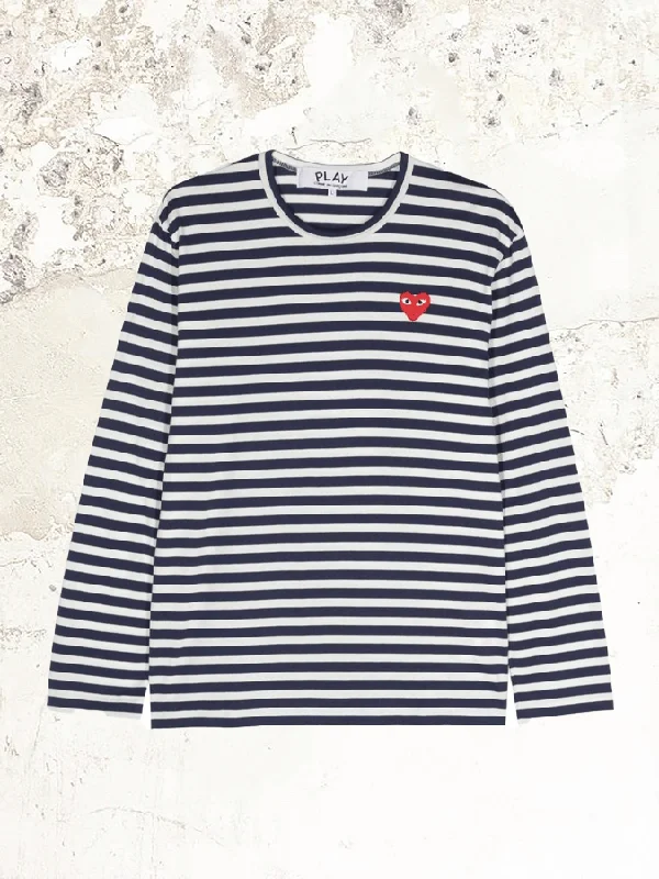 Comme Des Garçons Play LOGO PATCH LONGLEEVE T-SHIRT Polka Dot Checkered Tartan