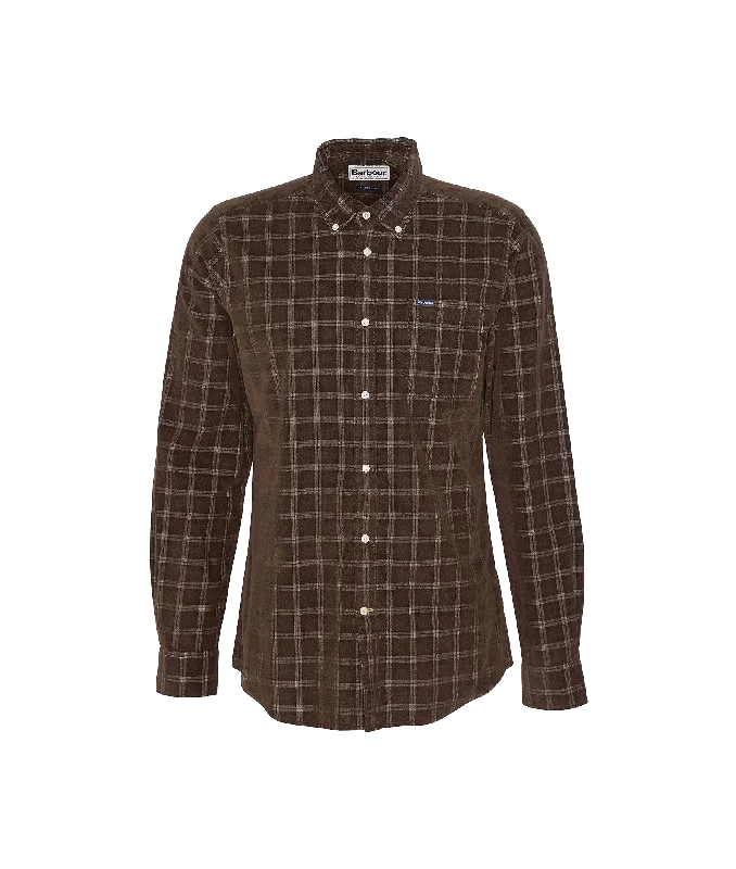 Harthill Tailored Long Sleeved Cord Shirt - Brown Real Fur Shearling Chenille