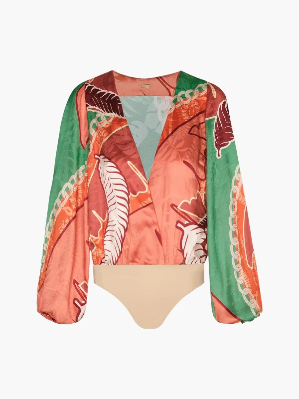 Sambale Jacquard Bodysuit | Coral Comfortable Bodysuit with Underwire