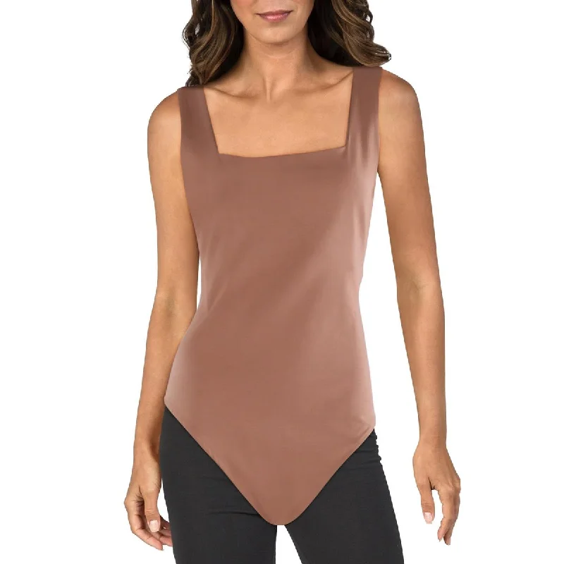Rallie Womens Square Neck Sleeveless Bodysuit Elegant Bodysuit with Bow Detail