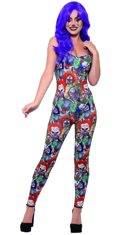 Creepy Clown Womens Halloween Costume Bodysuit Comfortable Spaghetti Strap Bodysuit