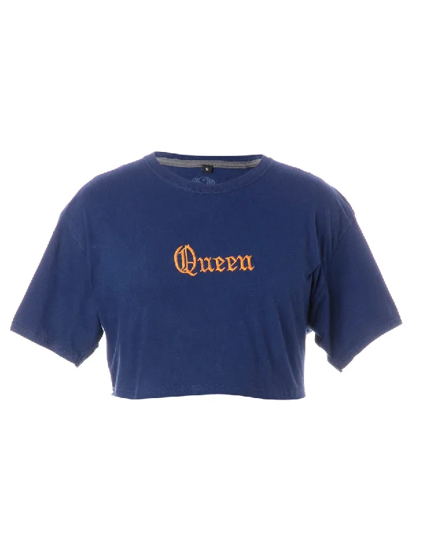 Label Queen Crop T-shirt Hooded Caped Shawl Collar