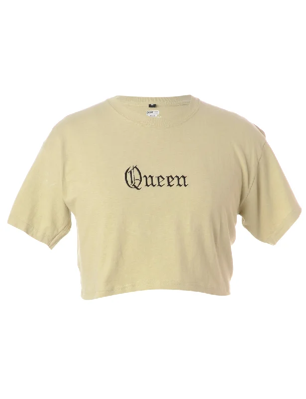 Label Queen Crop T-shirt Zippered Front Buttoned Front Snap Front