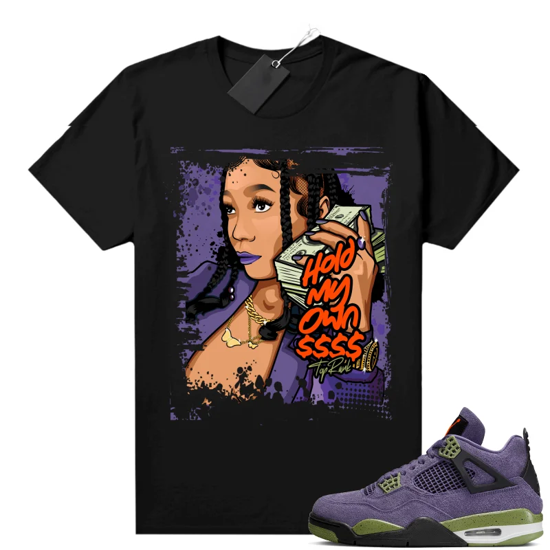 Canyon Purple 4s Unisex Shirts Sneaker Match T Shirt Black Hold My Own Men Streetwear 100% Cotton Graphic Tees Zippered Front Buttoned Front Snap Front