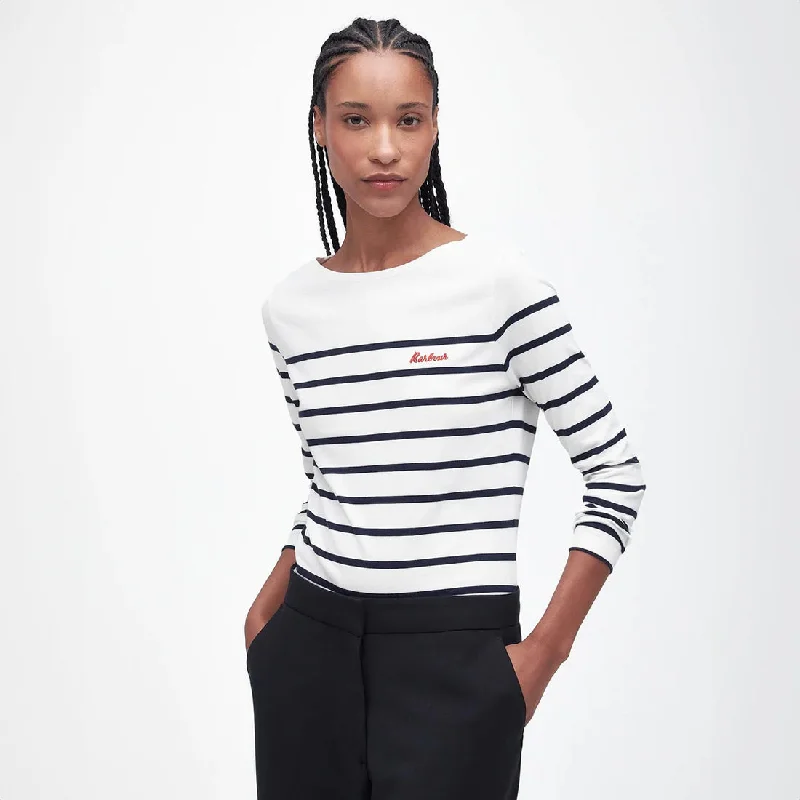 Langarmshirt Bradley Cloud / Navy Notch Collar Peter Pan Collar Cowl Neck