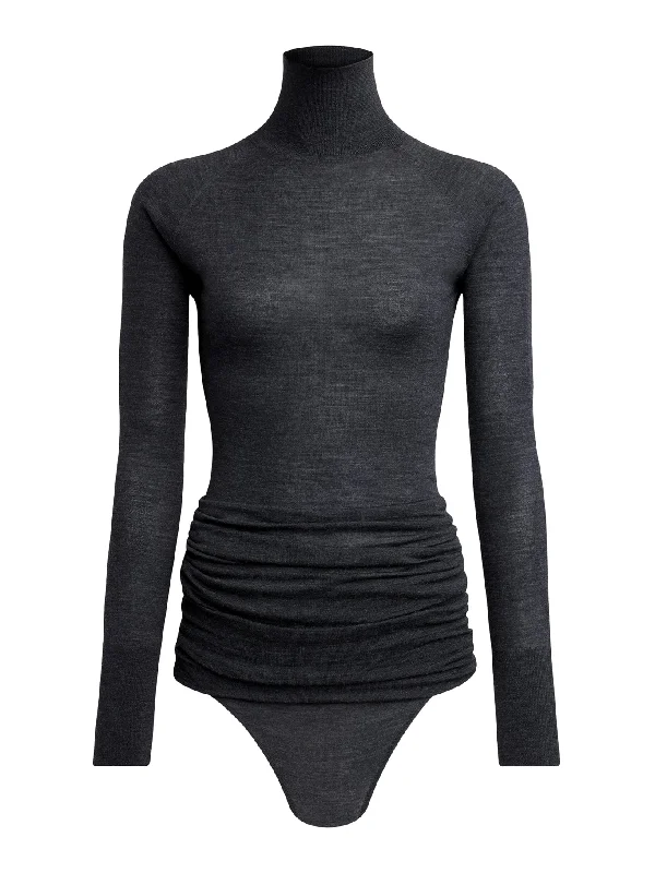 DRAPED KNIT BODYSUIT Comfortable Ruffled Bodysuit