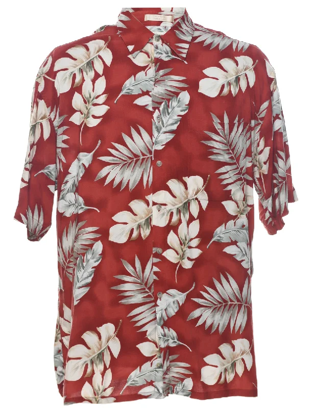 Leafy Print Hawaiian Shirt - L Lace Blend Ribbed Blend Corduroy Blend