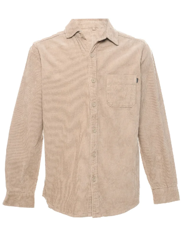 Light Brown Corduroy Shirt - L Satin Blend Silk Blend Wool Blend