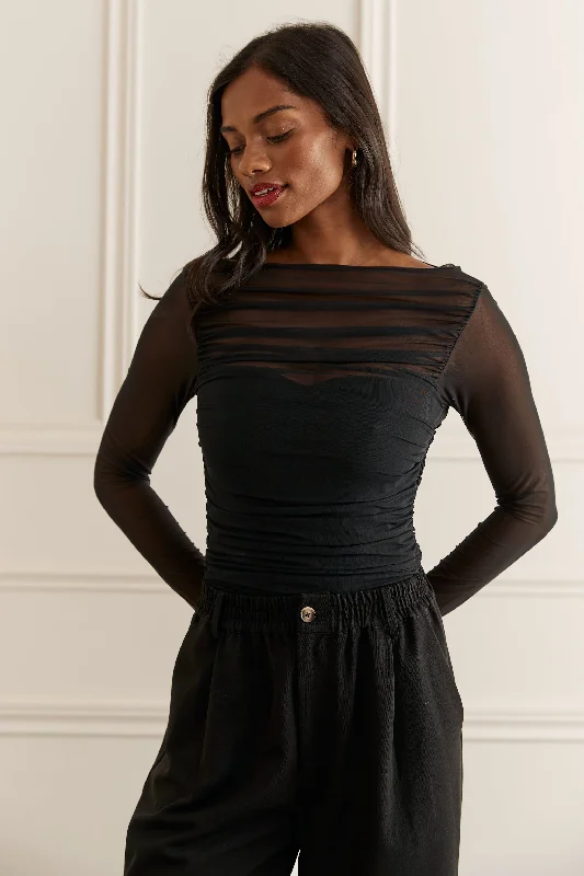 Bodysuit ajusté en mesh - 9123 Trendy Scoop Neck Bodysuit