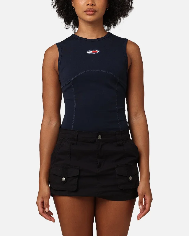 Tommy Jeans Women's TJW Archive Bodysuit Dark Night Navy Chic Bodysuit with Ruffles