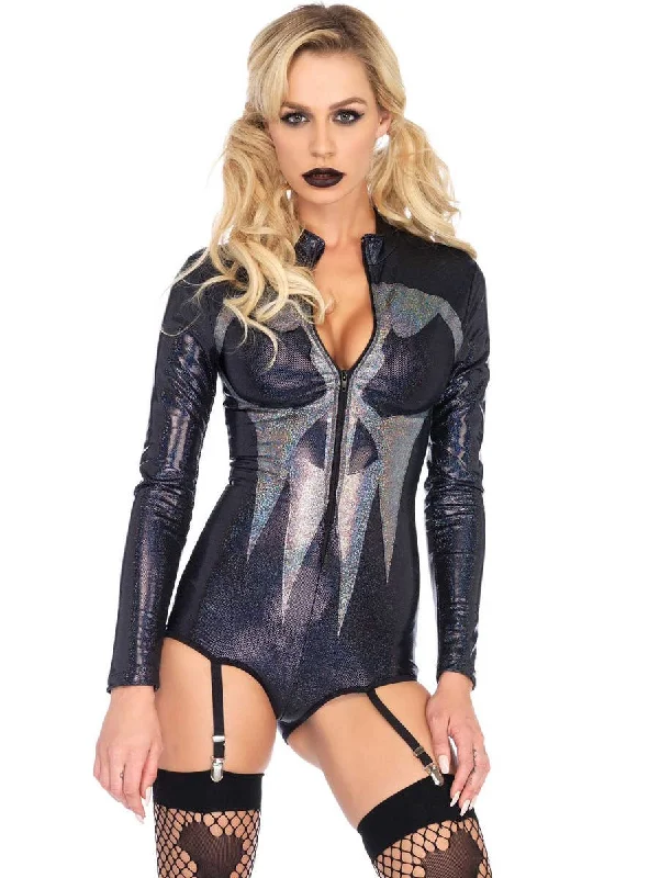 Shimmer Skull Womens Sexy Halloween Costume Bodysuit Cozy Stretch Bodysuit