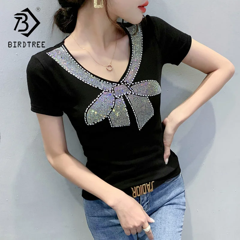 Black T-Shirt Women New V-neck Handmade Diamonds Beading Bow Sexy Transparent Back Women Tops Tees Short Sleeve Summer T25601 Polka Dot Checkered Tartan Black T-Shirt Women New V-neck Handmade Diamonds Beading Bow Sexy Transparent Back Women Tops Tees Short Sleeve Summer T25601 Polka Dot Checkered Tartan