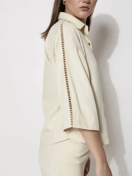 Alyvia Collared Short Shirt Wool Fabric Cashmere Fabric Tweed Fabric