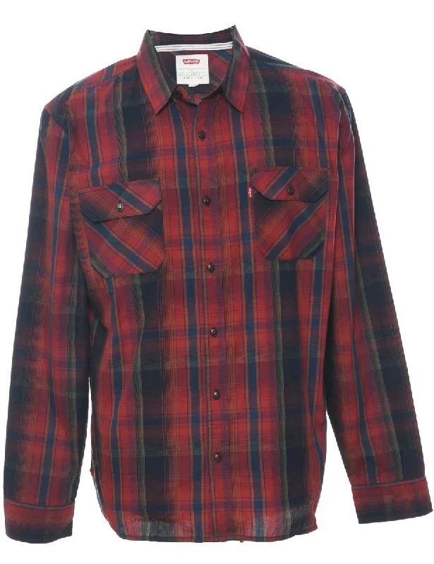 Levi's Checked Shirt - L Ribbed T-Shirt High Neck Heavyweight