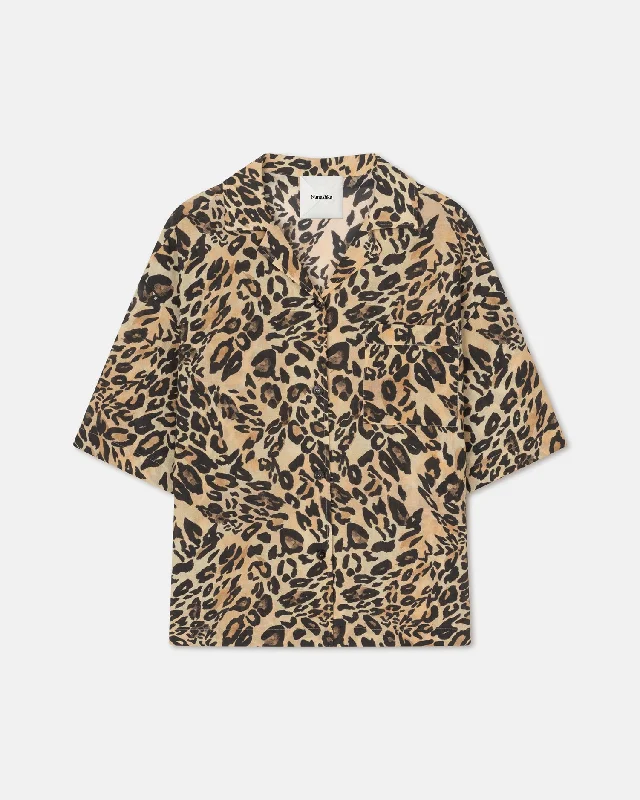 Katnis - Printed Cotton-Voile Shirt - Leopard Spandex Blend Rayon Blend Denim Blend