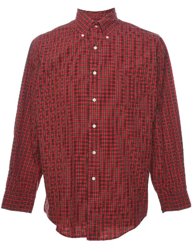 Land's End Checked Shirt - M Fleece Nylon Spandex