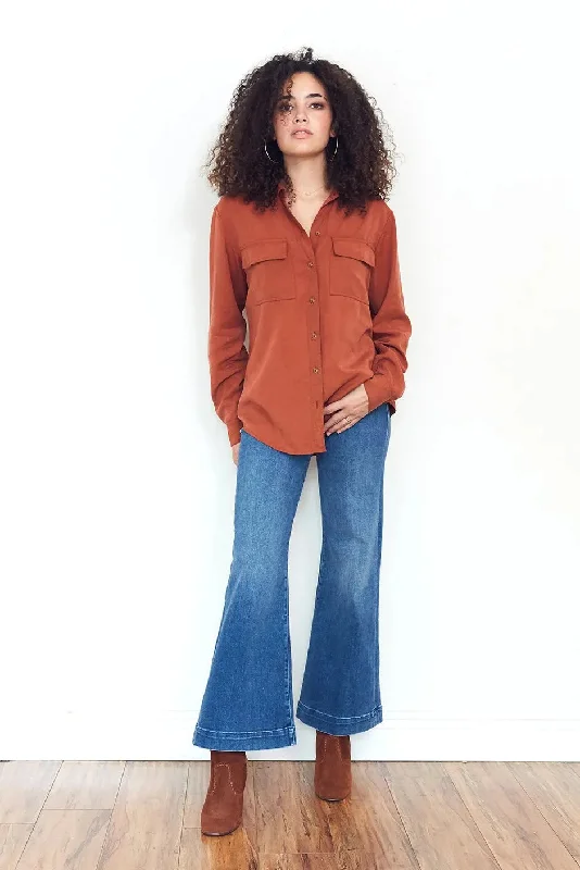Kyle Shirt in Dark Spice Fleece Fabric Down Fabric Feather Fabric