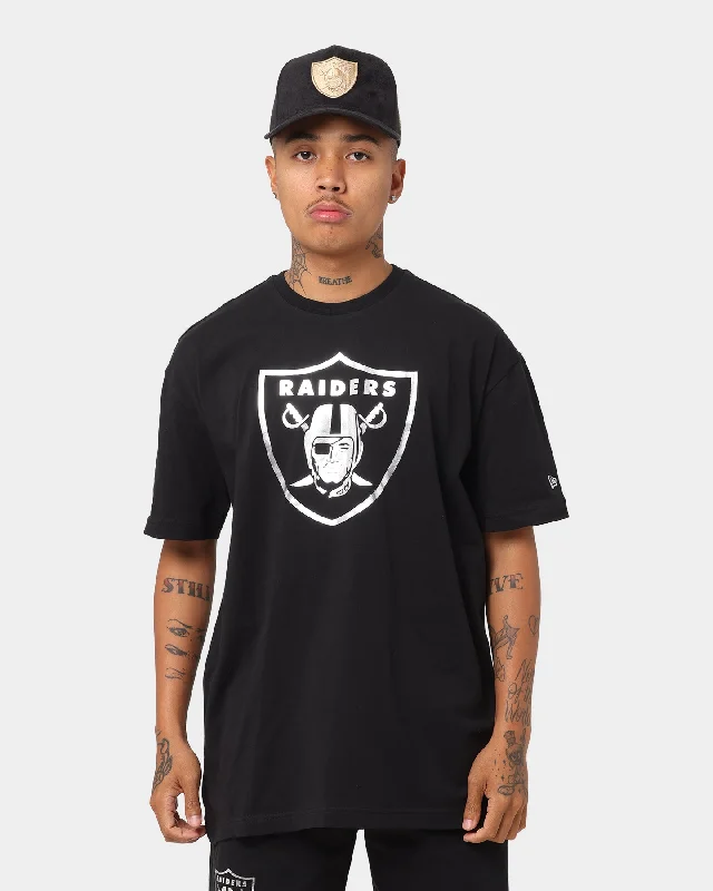 New Era Las Vegas Raiders "Metallic" Oversize T-Shirt Black/Silver Cotton Fabric Linen Fabric Terry Fabric