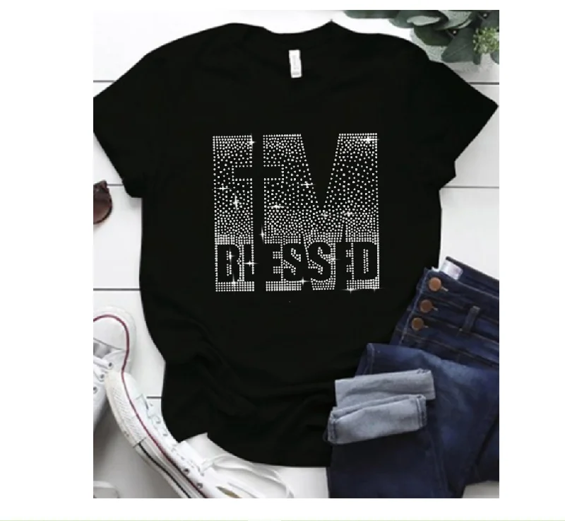 High quality manufacturing wholesale custom summer fashion blouses bless letter printed tops T shirts for women Anti-Pilling Machine Wash Handmade High quality manufacturing wholesale custom summer fashion blouses bless letter printed tops T shirts for women Anti-Pilling Machine Wash Handmade
