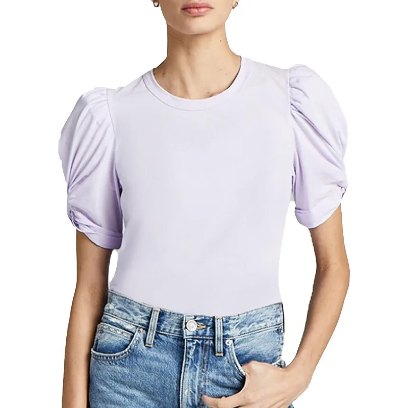 A.L.C. Womens Kati Cotton Crewneck T-Shirt Elasticated Padded Insulated