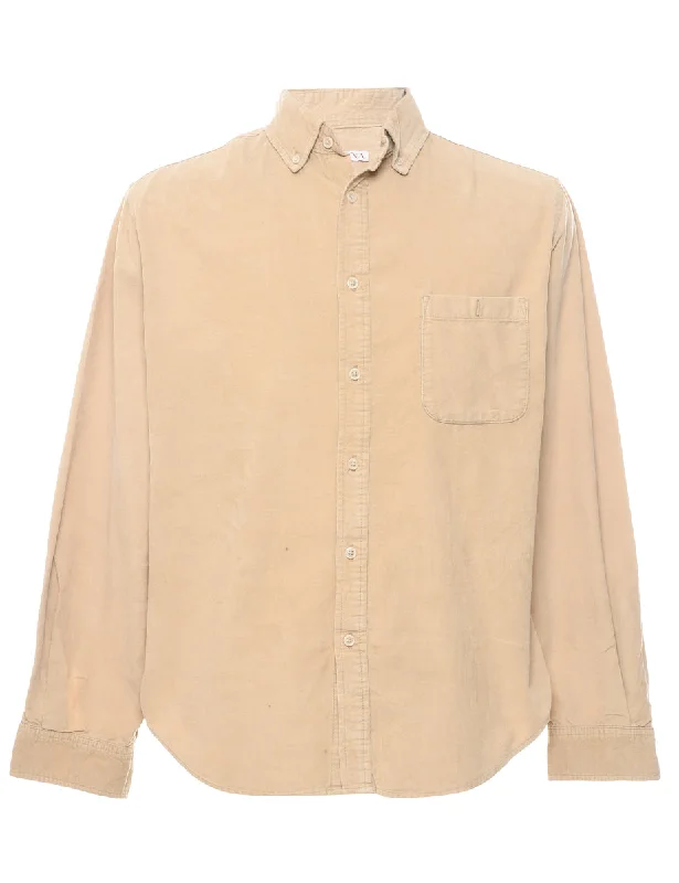 Light Brown Corduroy Shirt - M Terry Blend Velvet Blend Canvas Blend