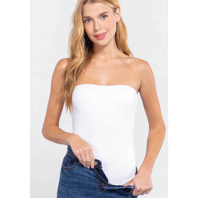 Women's Bandeau Bodysuit Trendy Mesh Bodysuit