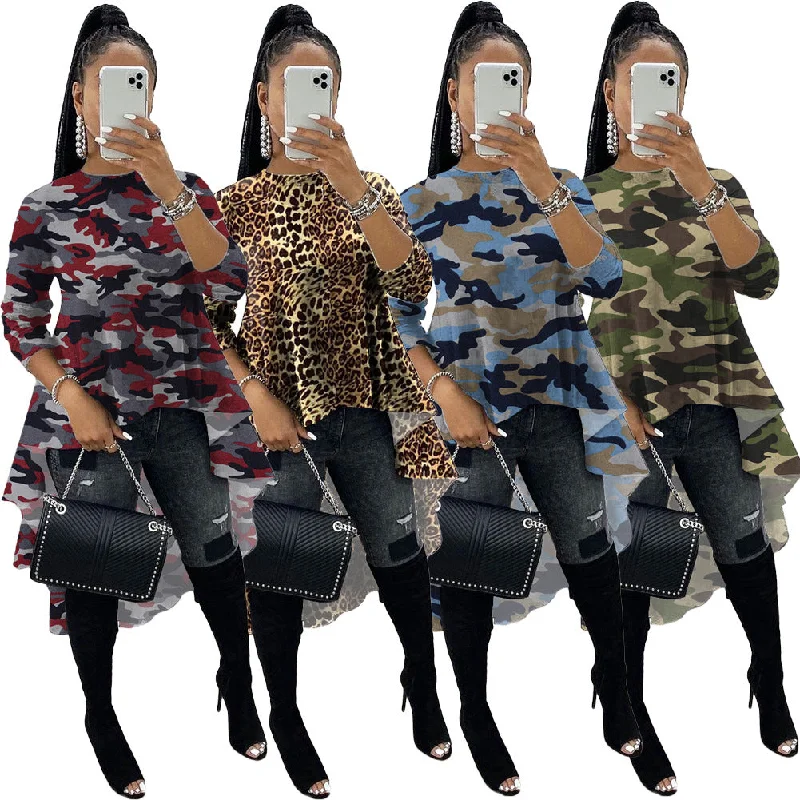 XMY9219 print stitching casual fall winter big swing fashion t shirt top long sleeve camo women leopard stripe tshirt Machine Wash Dry Clean Hand Wash XMY9219 print stitching casual fall winter big swing fashion t shirt top long sleeve camo women leopard stripe tshirt Machine Wash Dry Clean Hand Wash
