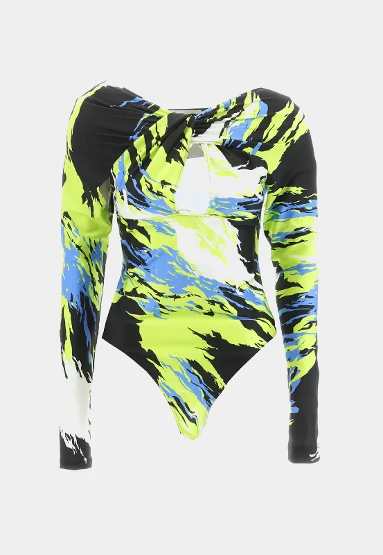 Coperni Twisted Cut-Out Jersey Bodysuit - Multicolour Elegant Halter Neck Bodysuit