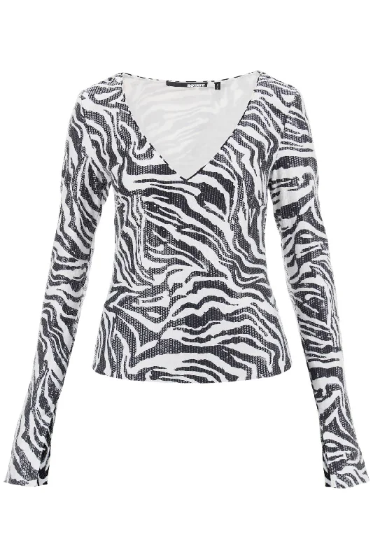 long-sleeved t-shirt with sequ 112579400 Bright White Jersey Fabric Tulle Fabric Batik Fabric