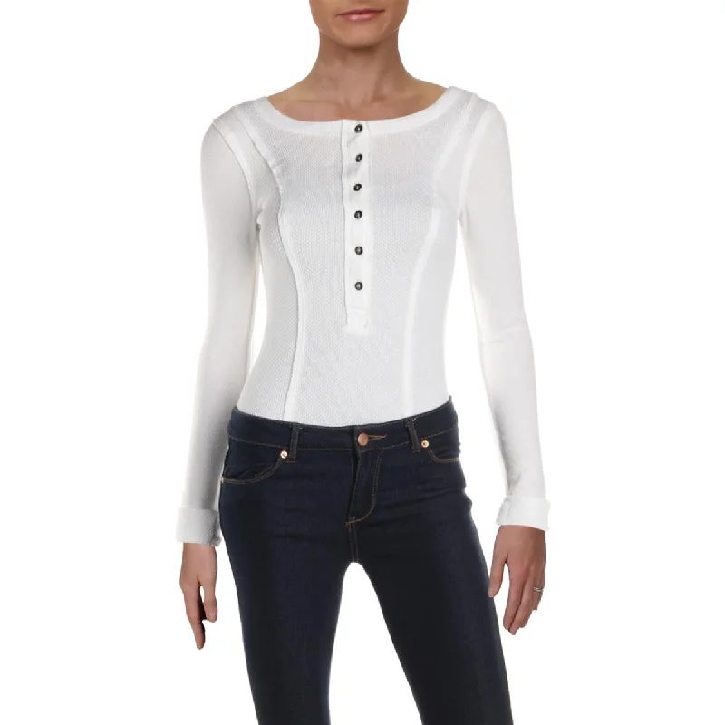 Frankie Womens Thermal Long Sleeve Bodysuit Elegant Lace Bodysuit for Evening
