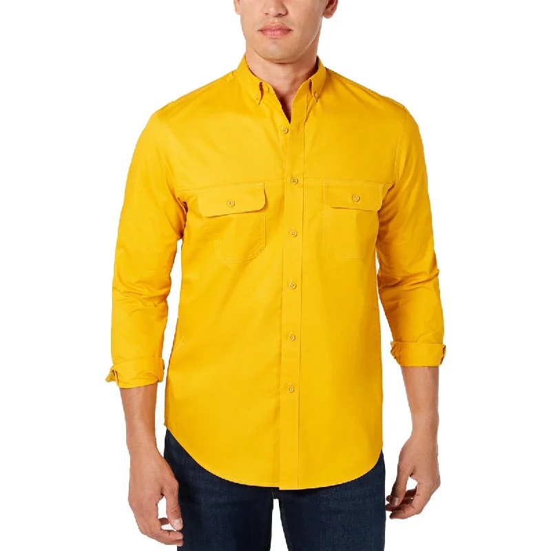 Club Room Mens Long Sleeve Camp Button-Down Shirt Collared T-Shirt Boat Neck A-Line