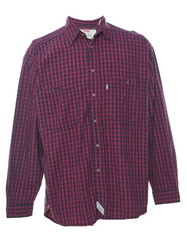 Levi's Checked Shirt - M Asymmetrical Pockets Print