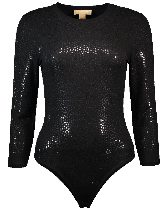 Paillette Bodysuit Trendy Bodysuit with Back Tie