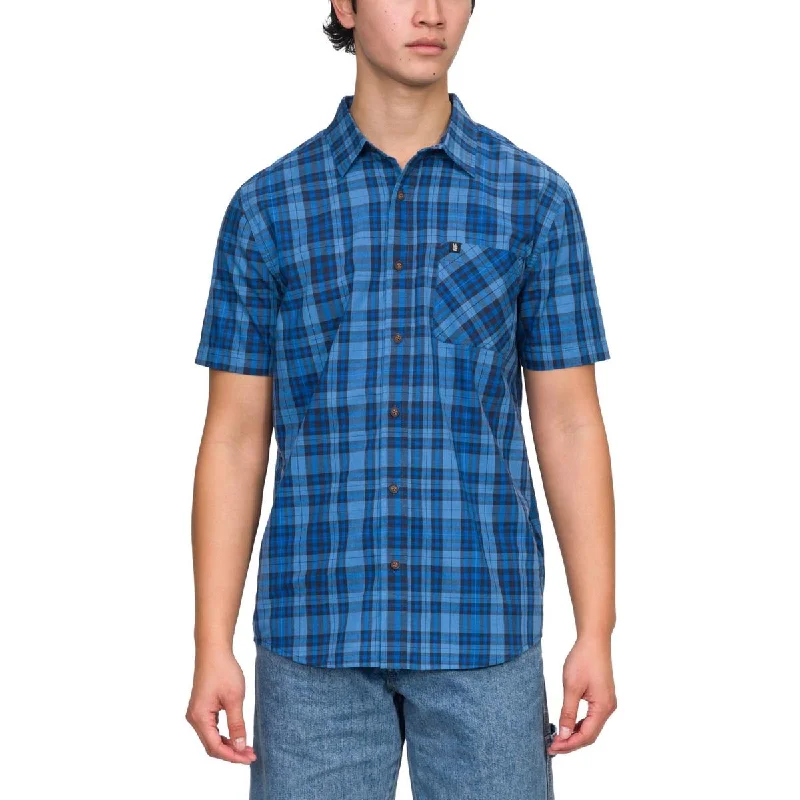 Junk Food Mens Collared Pocket Button-Down Shirt Solid Print Embellished