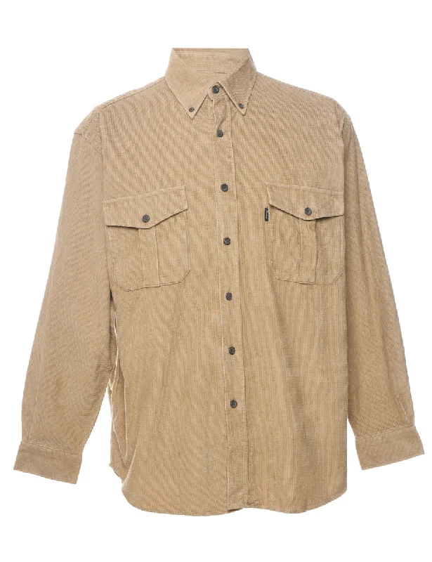 Light Brown Checked Corduroy Shirt - L Nylon Fabric Polyester Fabric Spandex Fabric