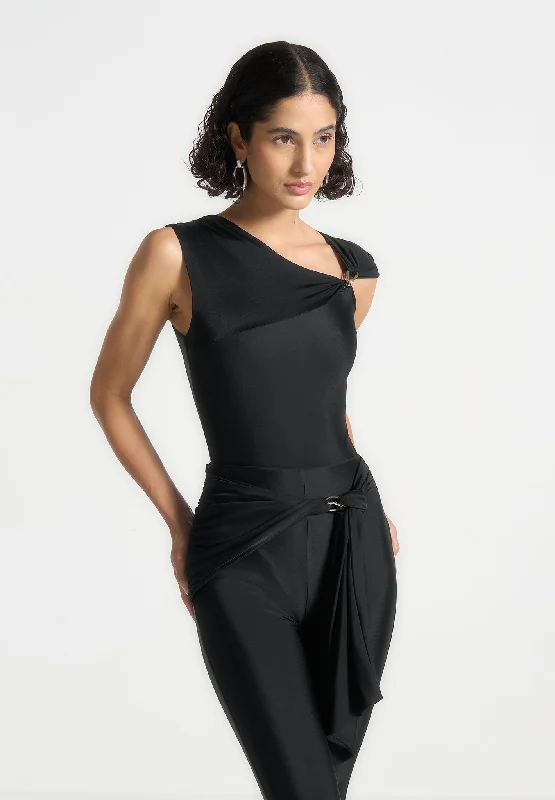 Bodysuit with Hardware Detail - Black Stylish Underwear Bodysuit