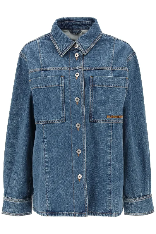 Burberry 'bensen' denim overshirt 8073159 CLASSIC BLUE Graphic Embroidered Appliqued