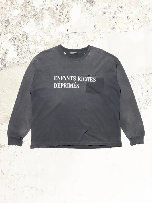 ENFANTS RICHES DÉPRIMÉS CLASSIC LOGO Long sleeve T-SHIRT Satin Fabric Silk Fabric Chiffon Fabric