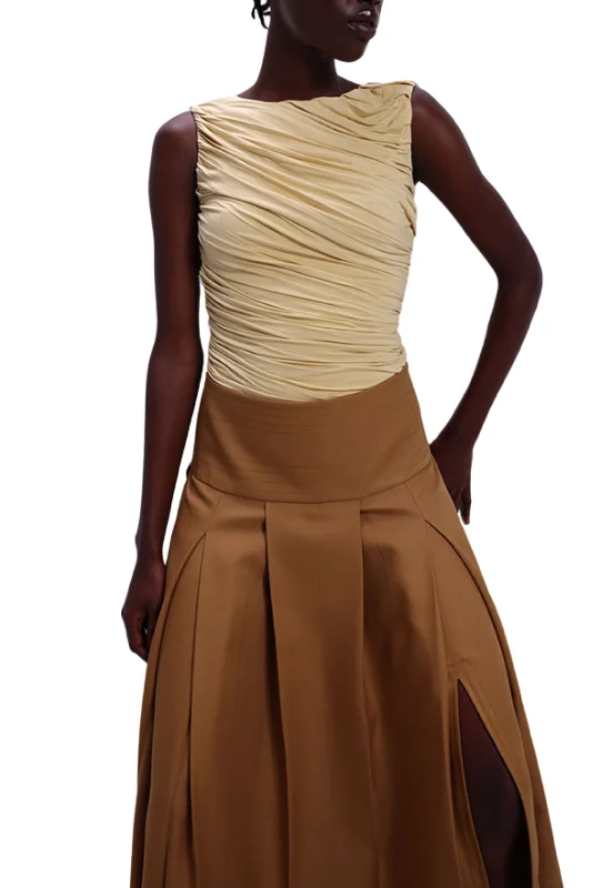 Ora Draped Bodysuit Elegant Back Zip Bodysuit