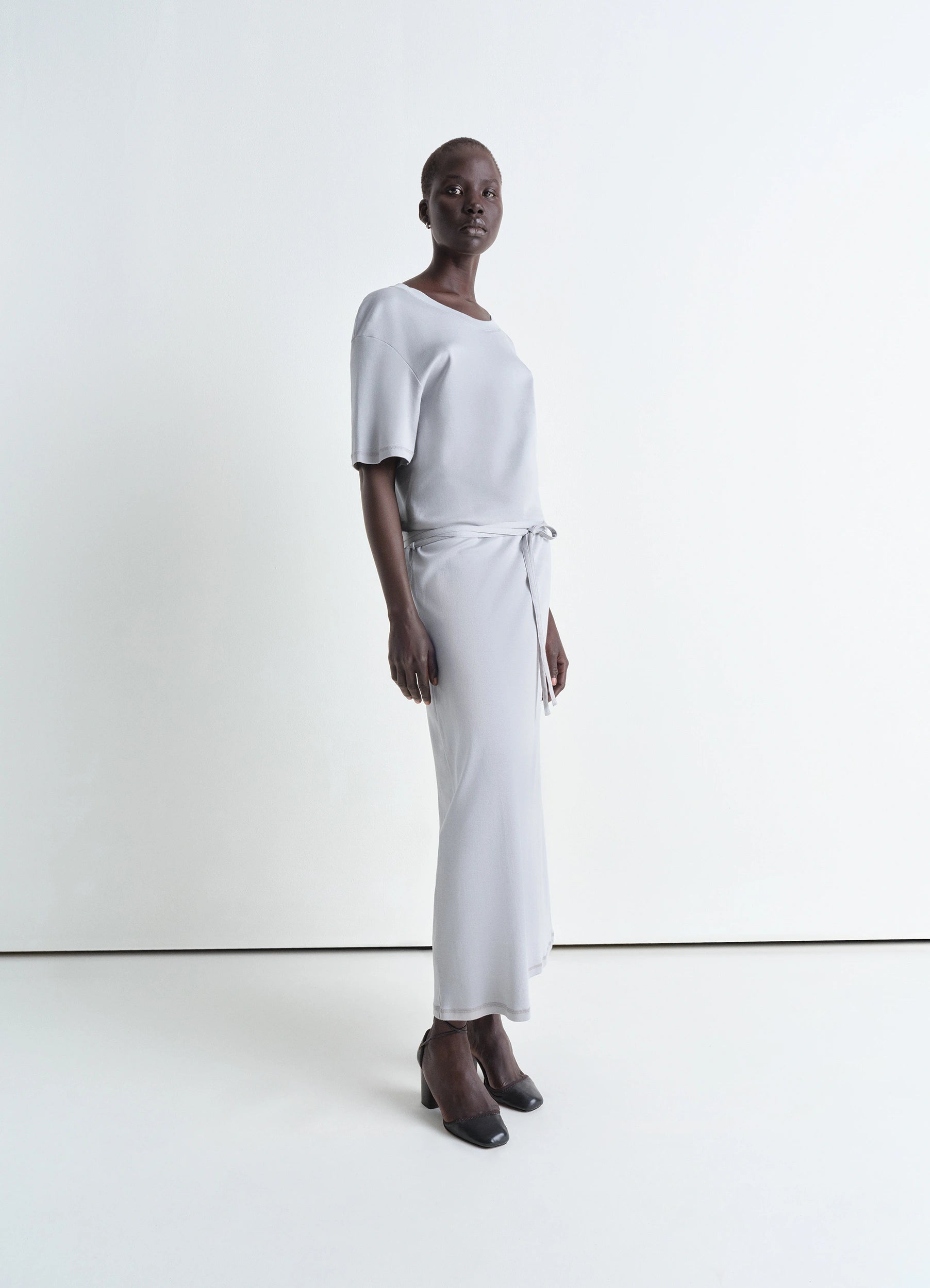 BELTED RIB T-SHIRT DRESS Terry Blend Velvet Blend Canvas Blend