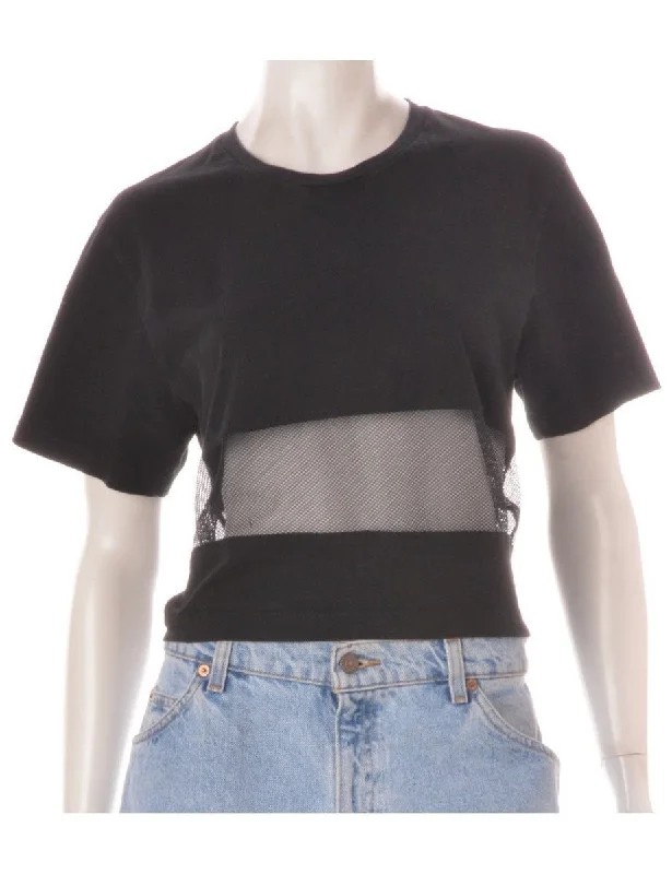 Label Shona Mesh Panel t-shirt Welt Pockets Slit Pockets