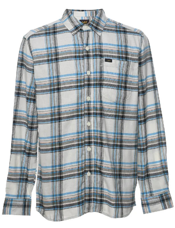 Lee Checked Shirt - M Ribbed Striped Patterned