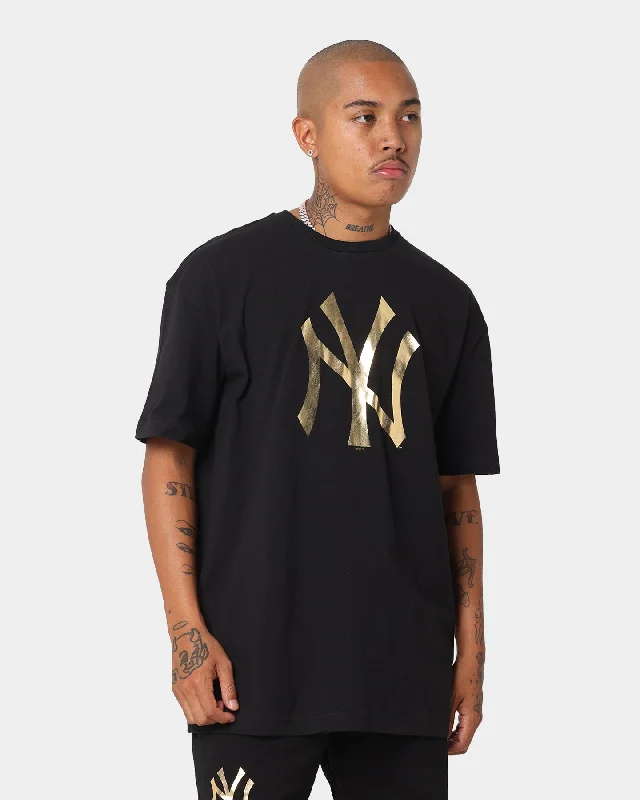 New Era New York Yankees "Metallic" Oversize T-Shirt Black/Gold Satin Fabric Silk Fabric Chiffon Fabric