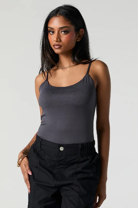 Scoop Neck Bodysuit Trendy Bodysuit with Back Tie