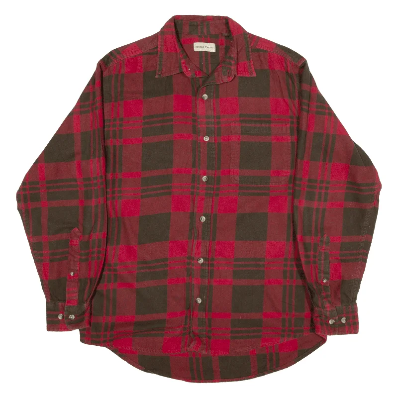 HOBBS CREEK Flannel Shirt Red Check Long Sleeve Mens M Wool Fabric Cashmere Fabric Tweed Fabric