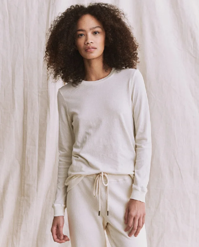 Tshirt The Long Sleeve Washed-White Mesh Blend Leather Blend Suede Blend