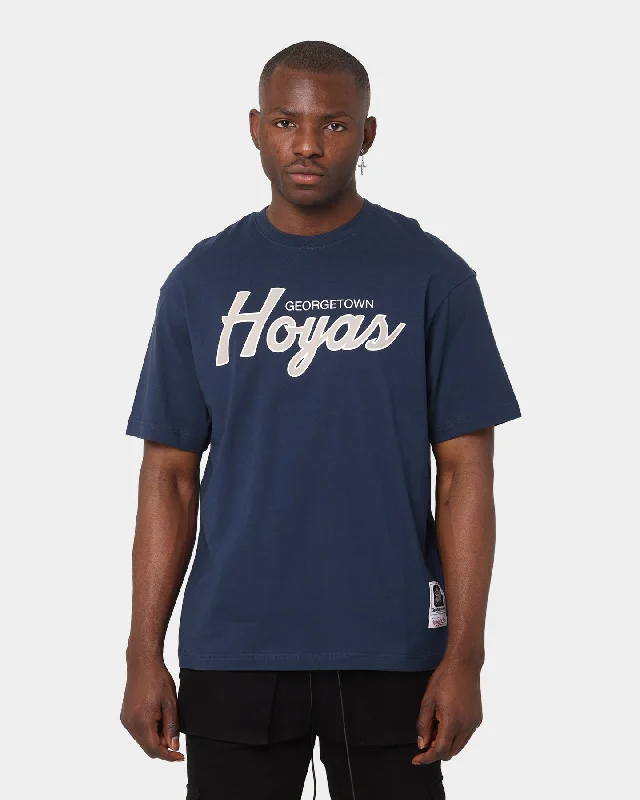 Mitchell & Ness Allen Iverson Georgetown Hoyas Script Logo T-Shirt Navy Polka Dot Checkered Tartan