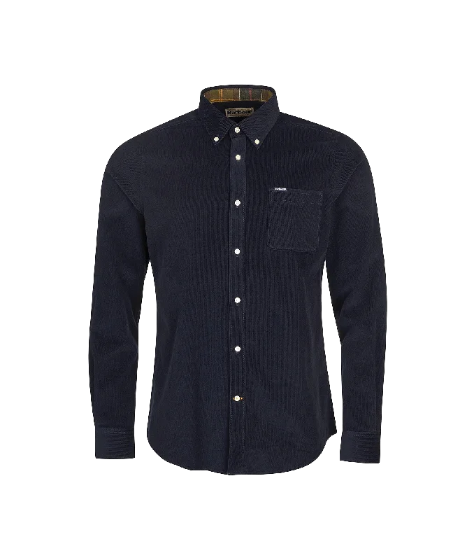 Ramsey Tailored Fit Shirt - Navy Houndstooth Herringbone Solid