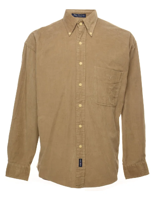 Light Brown Corduroy Shirt - M Spandex Blend Rayon Blend Denim Blend