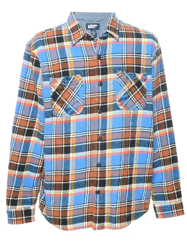 Land's End Checked Shirt - L Elasticated Padded Insulated